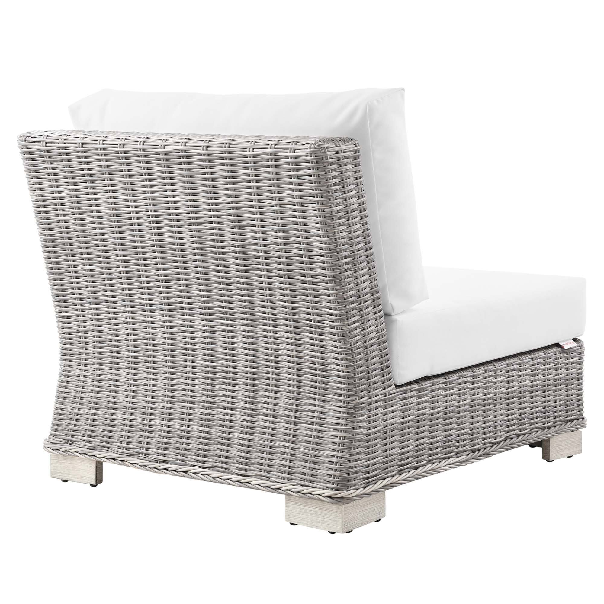 Alt View 2. Modway - Conway Outdoor Patio Wicker Rattan Armless Chair by Modway - Light Gray White.