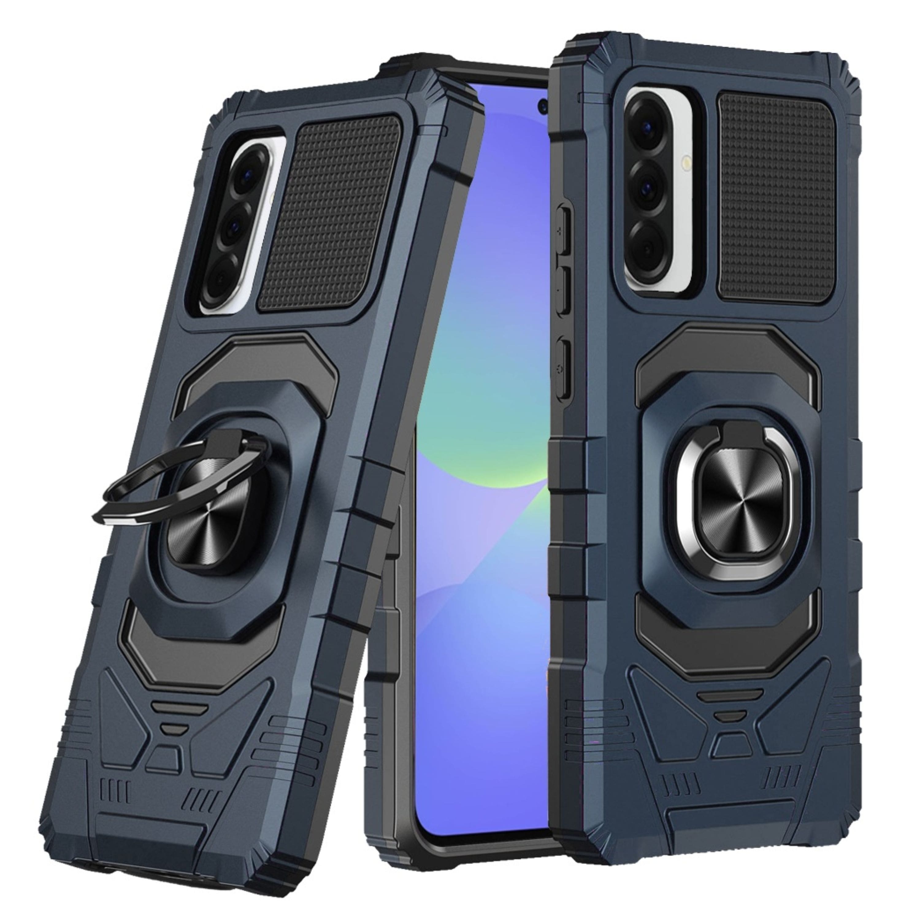 Kitcheniva - Shockproof Dual Layer Ring Stand Phone Case With Tempered Glass For Samsung Galaxy A37 5G - Dark Blue price history on PriceWatchPro