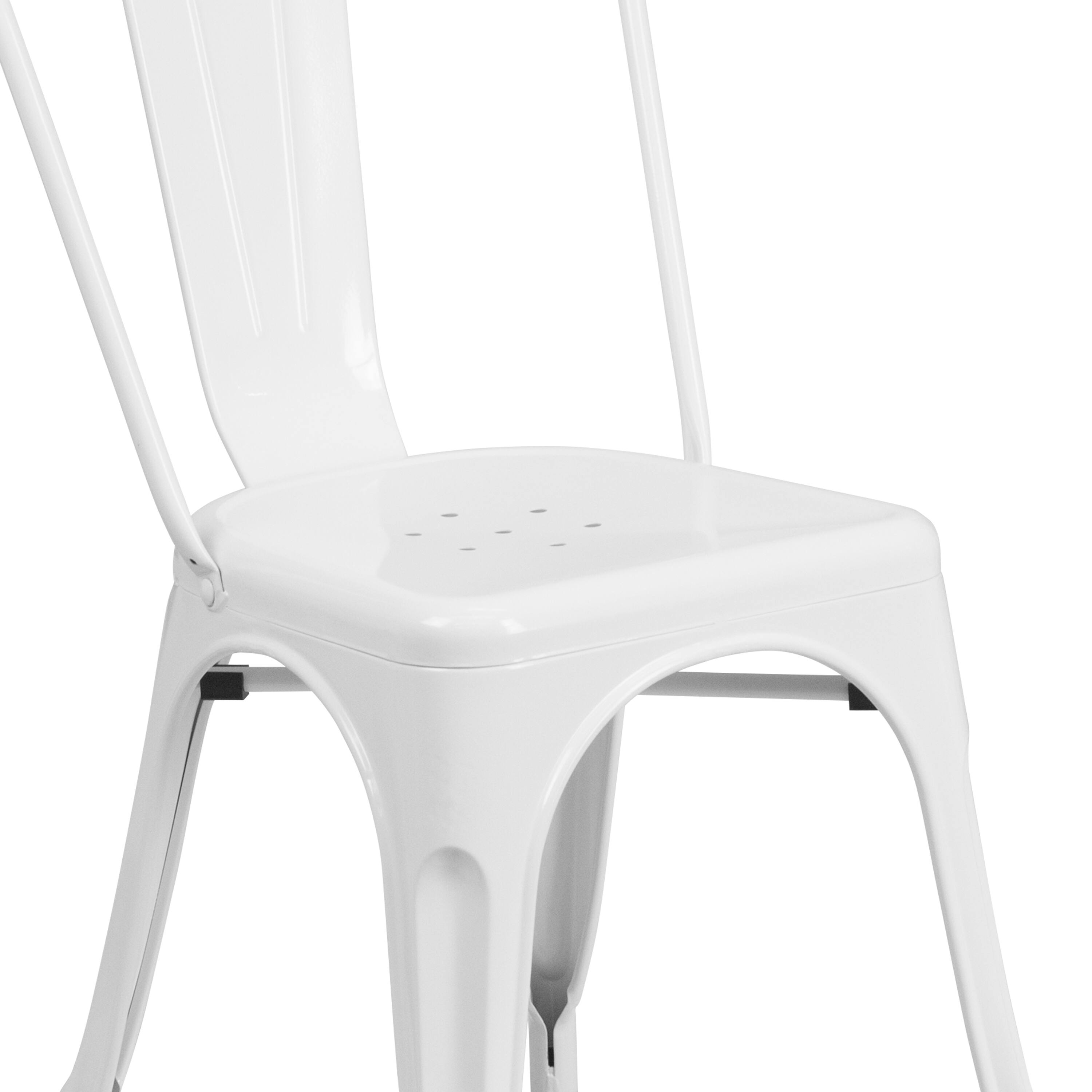 Alt View 9. Emma + Oliver - Commercial Grade 4 Pack Metal Indoor-Outdoor Stackable Chair - White.