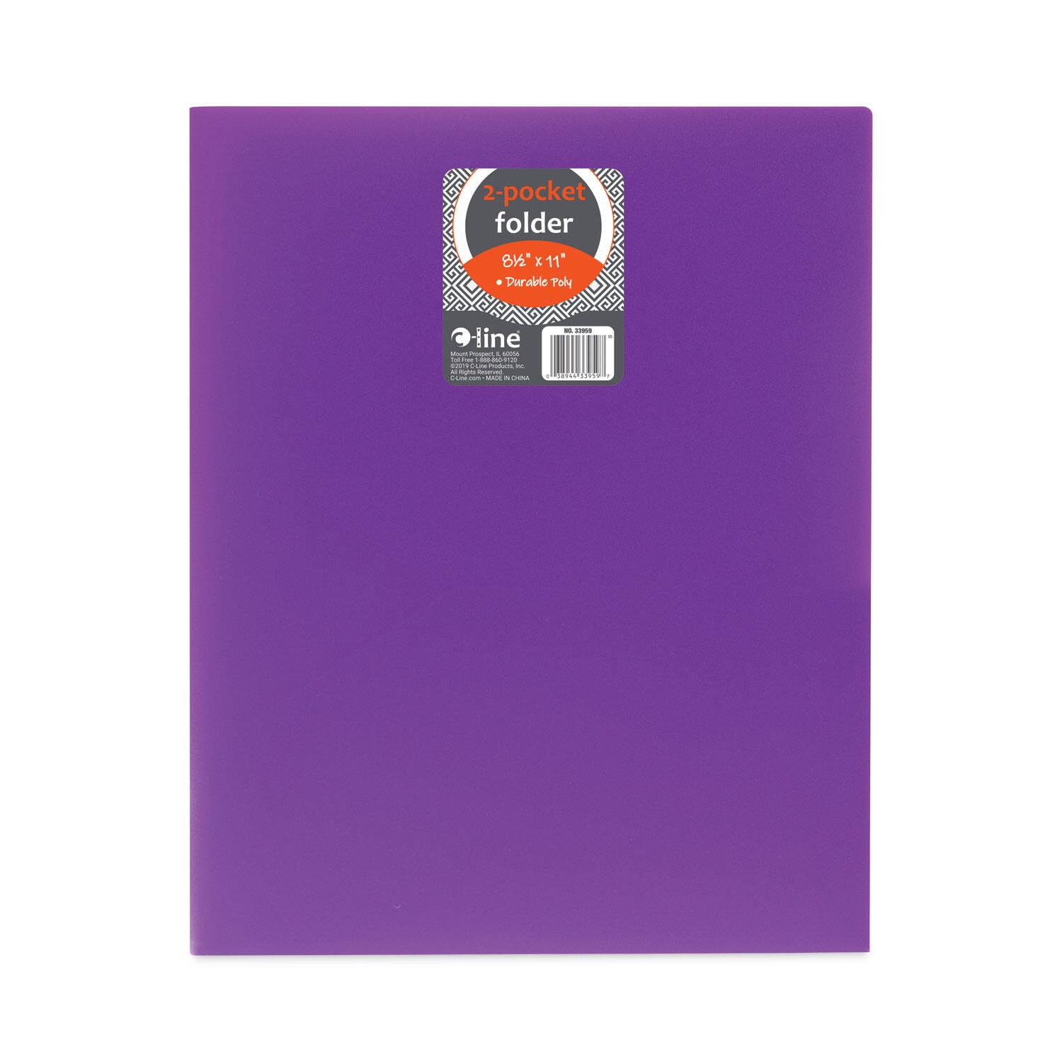 2-pocket folder  
8½" x 11"  
Durable Poly  
•line  
Made in China