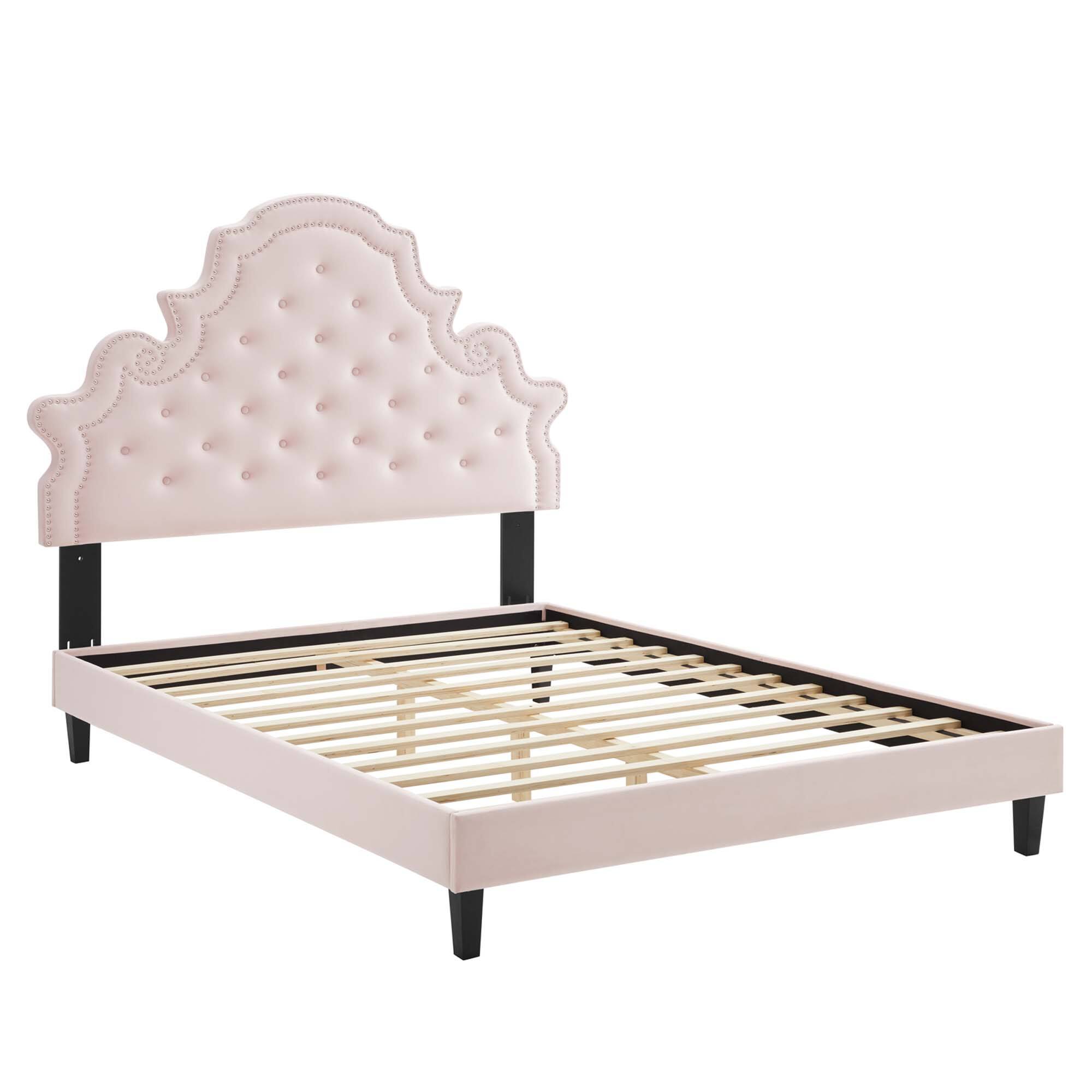 Alt View 1. Modway - Alessi Performance Velvet Queen Platform Bed - White.