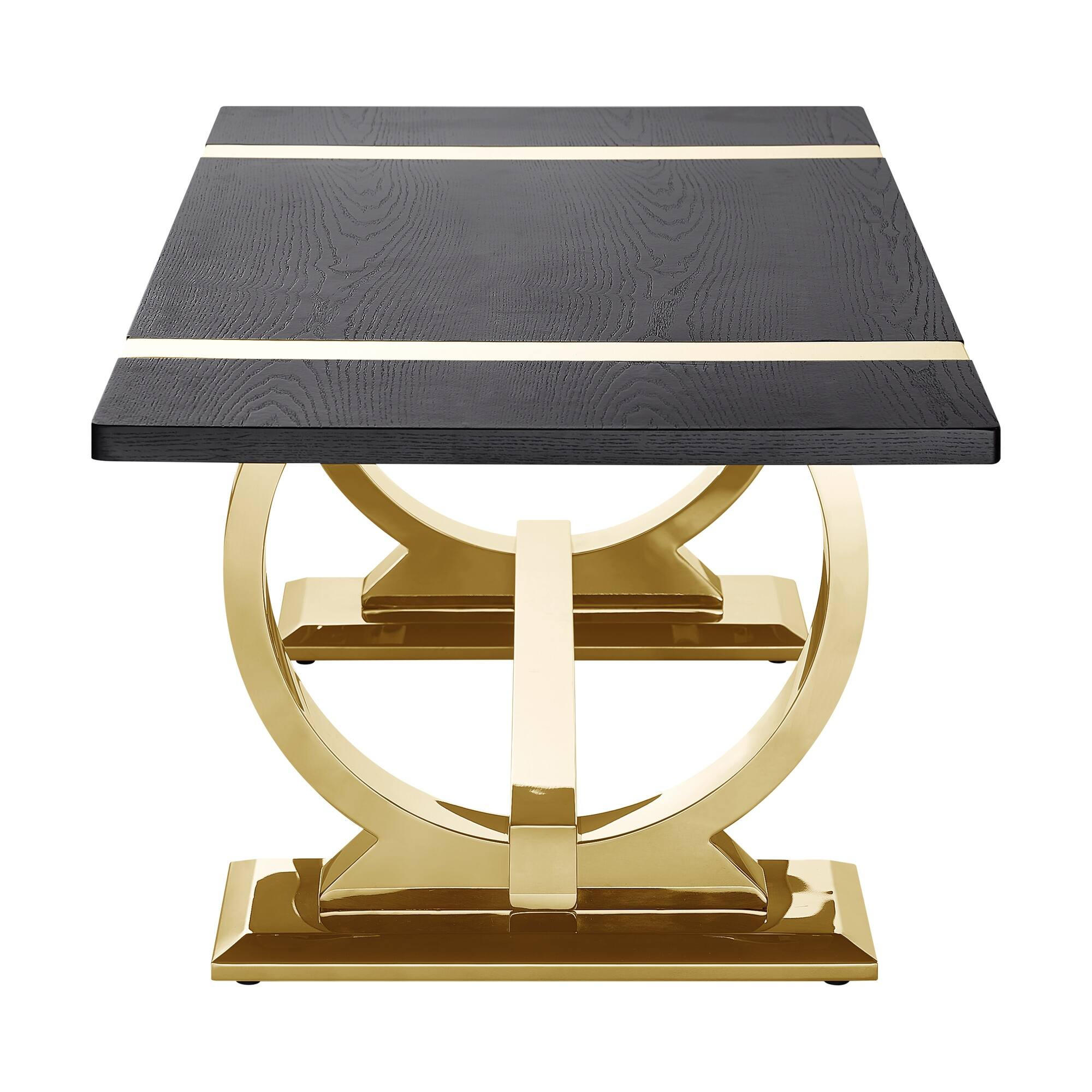 Alt View 1. Boyel Living - Contemporary Coffee Table with O-Shaped Metal Base - Black.