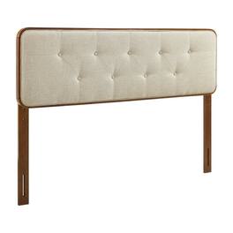 FurniFact - Tufted Fabric King Headboard with Wood Frame and Elegant Design - Brown