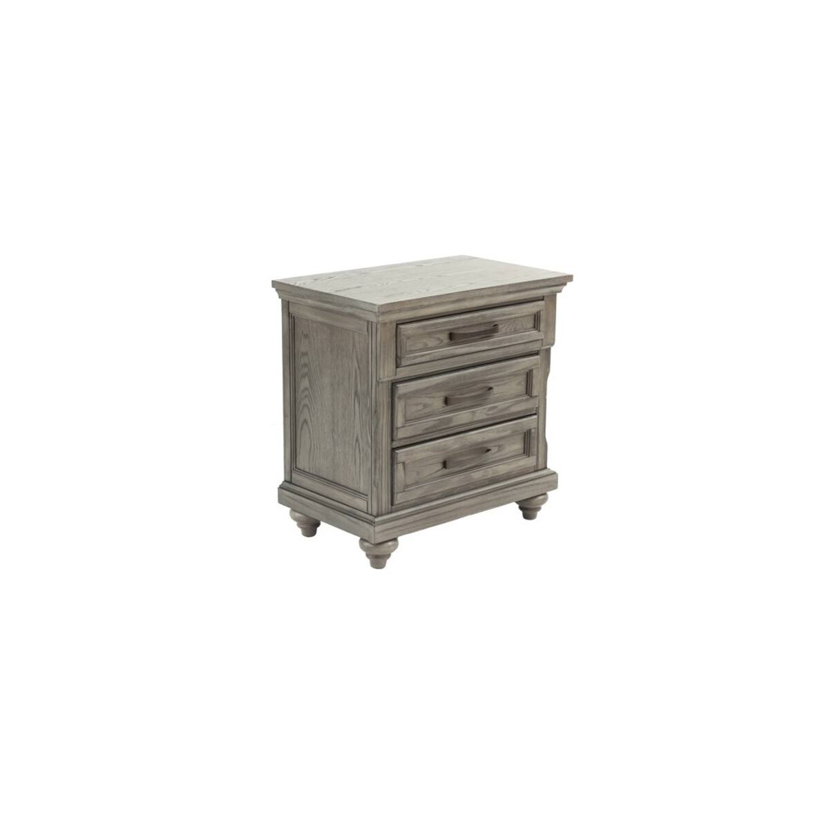 Back. Loheer - Loheer Antique Gray Oak Nightstand, Contemporary Bedroom Storage - Antique Gray.