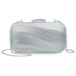 Unique Bargains - Crystal Rhinestones Evening Bag Clutch Purse for Women, Sequin Sparkly Wedding Handbag for Bride Party - Silver