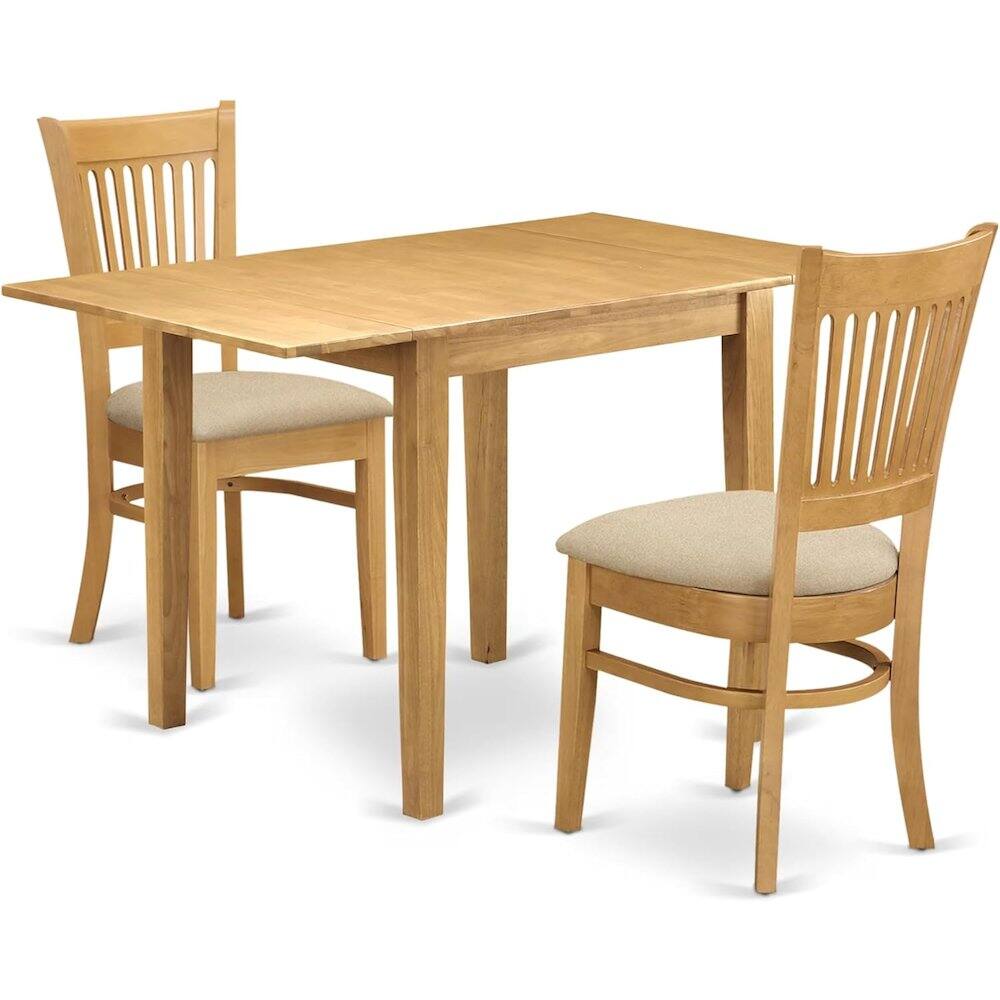 Alt View 9. FurniFact - Solid Wood Drop Leaf Kitchen Table and Chairs for Small Dining Spaces - Oak.
