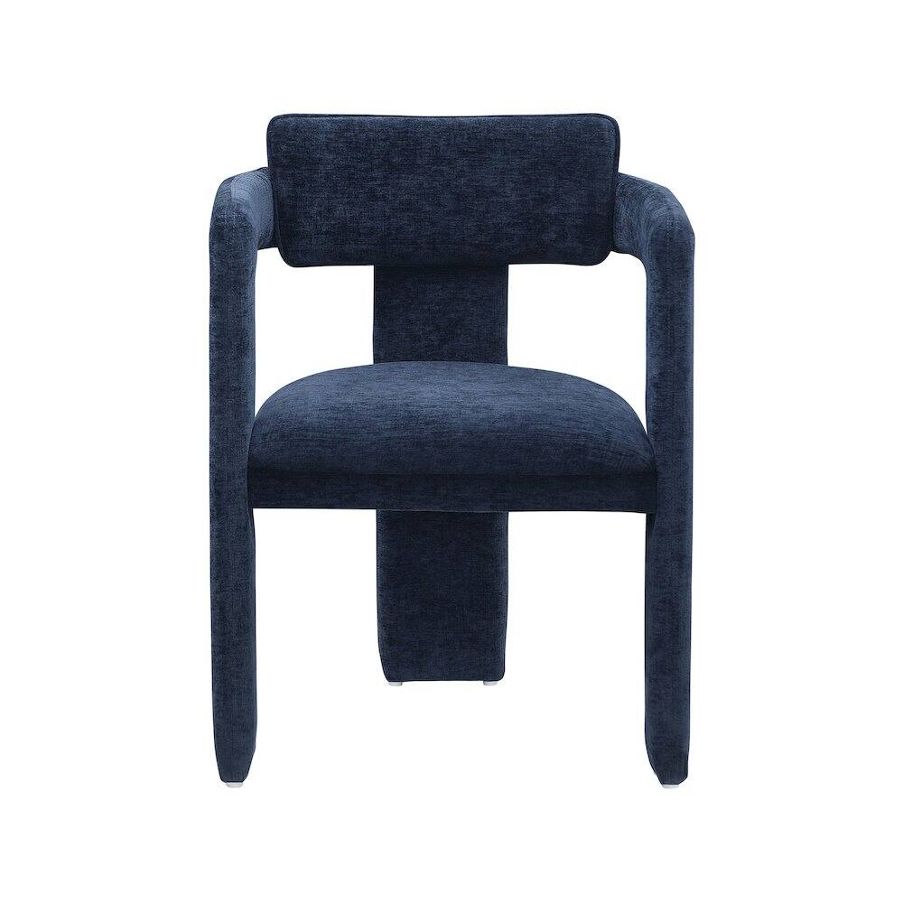 Alt View 2. Meridian Furniture - Brenda Navy Chenille Fabric Dining Chair, Set of 2 - Blue.