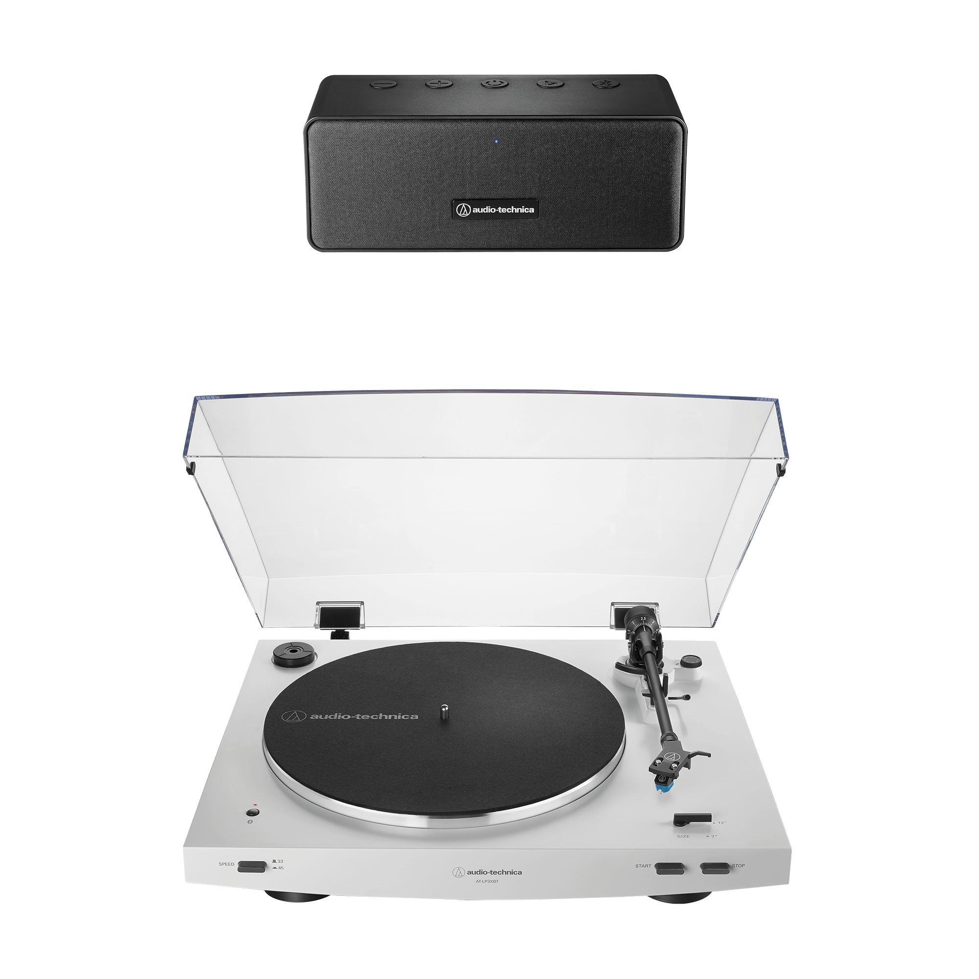 Audio-Technica - ATLP3XBTWHP2 Fully Automatic Wireless Turntable and Speaker Bundle