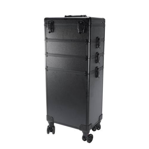 Alt View 1. Winado - 4 in 1 Rolling Makeup Case with 3 Color LED Light Mirror with Key 360° Swivel Wheels for Beauticians Hairstylists Nail - Black.