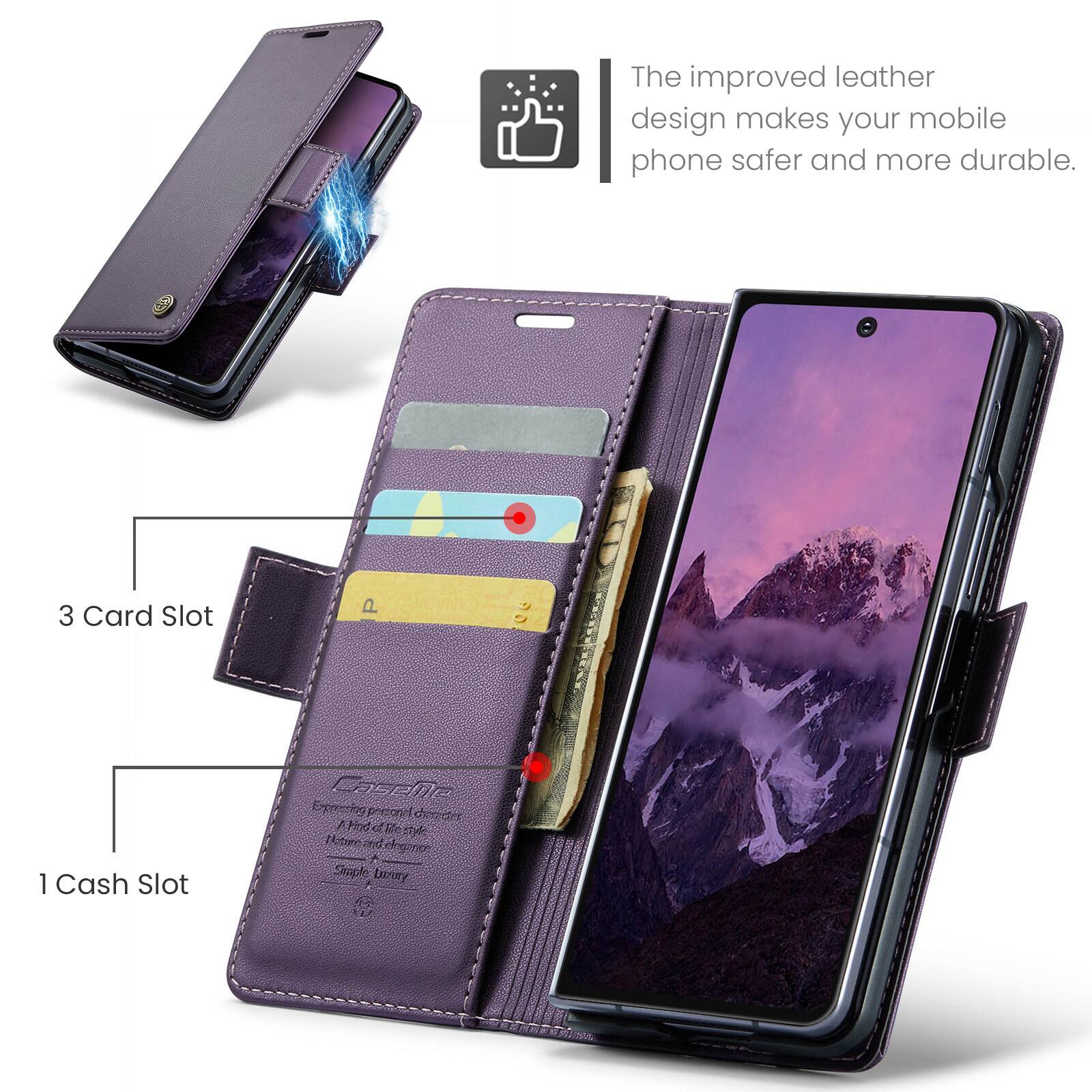 The improved leather design makes your mobile phone safer and more durable. 3 Card Slot P CNIOS e 1 Cash Slot CaseNe Eporhypicon Exprr chemcter ch Atoo Re  ti_tttce and desaner Seaple burey 1 U