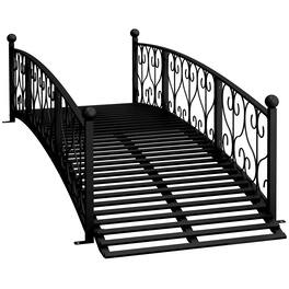 Outsunny - Metal Arch Garden Bridge Arc Footbridge with Side Railings Decorative Scrollwork - Black