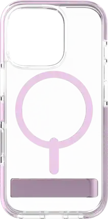 Front. ZAGG - ZAGG Piccadilly Snap with Kickstand Case iPhone 16 Pro Max Clear/Pink - Clear/Pink.