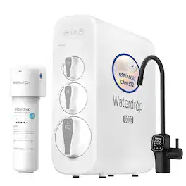 Waterdrop - G3P600 Tankless Reverse Osmosis Under-Sink Water Filter System, 600 GPD, Black Smart LED Faucet, Extra ALK16 Filter - White
