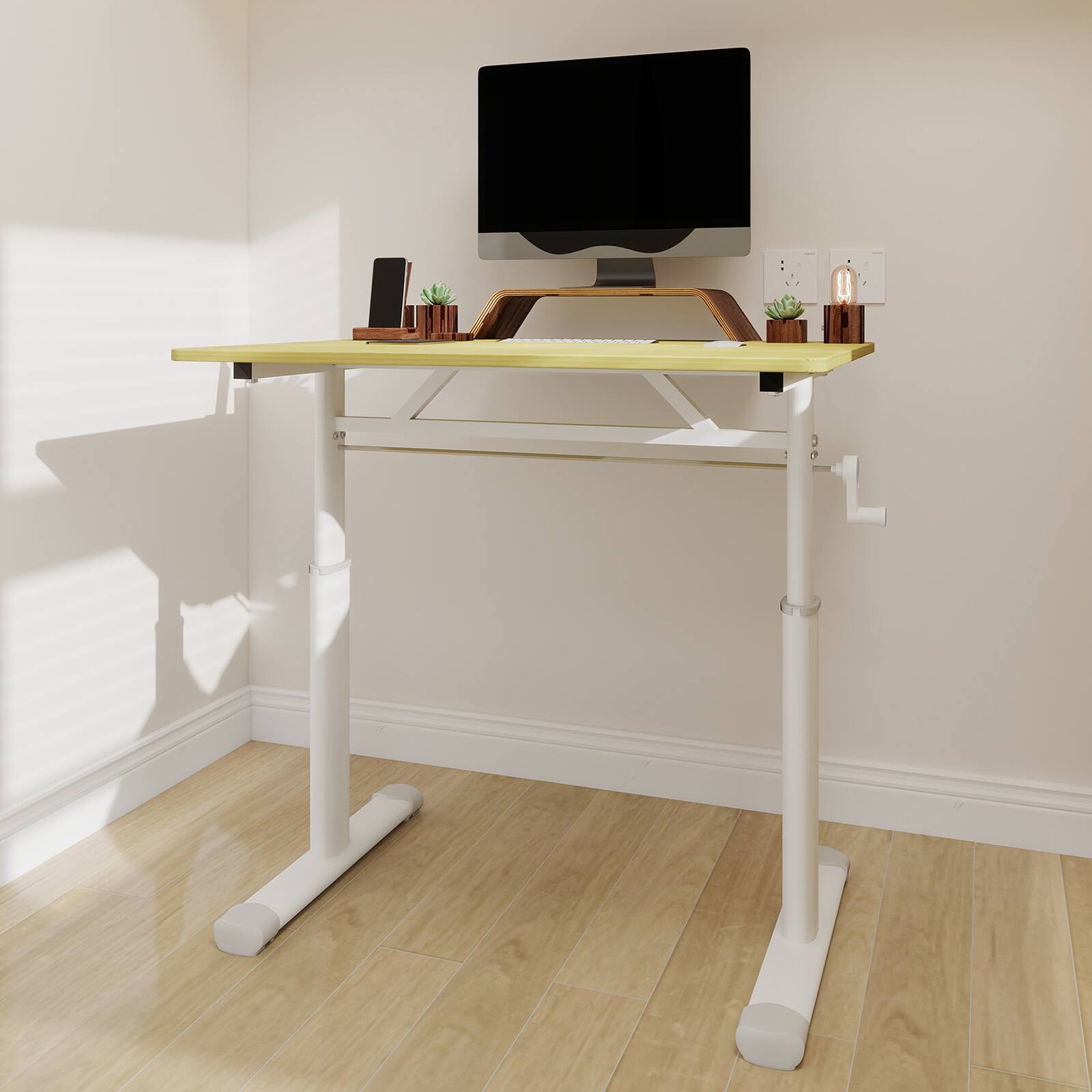 GOODSILO - 31.5" Adjustable Height Desk - Ergonomic Sit Stand Table for Home Office & Study - Wood