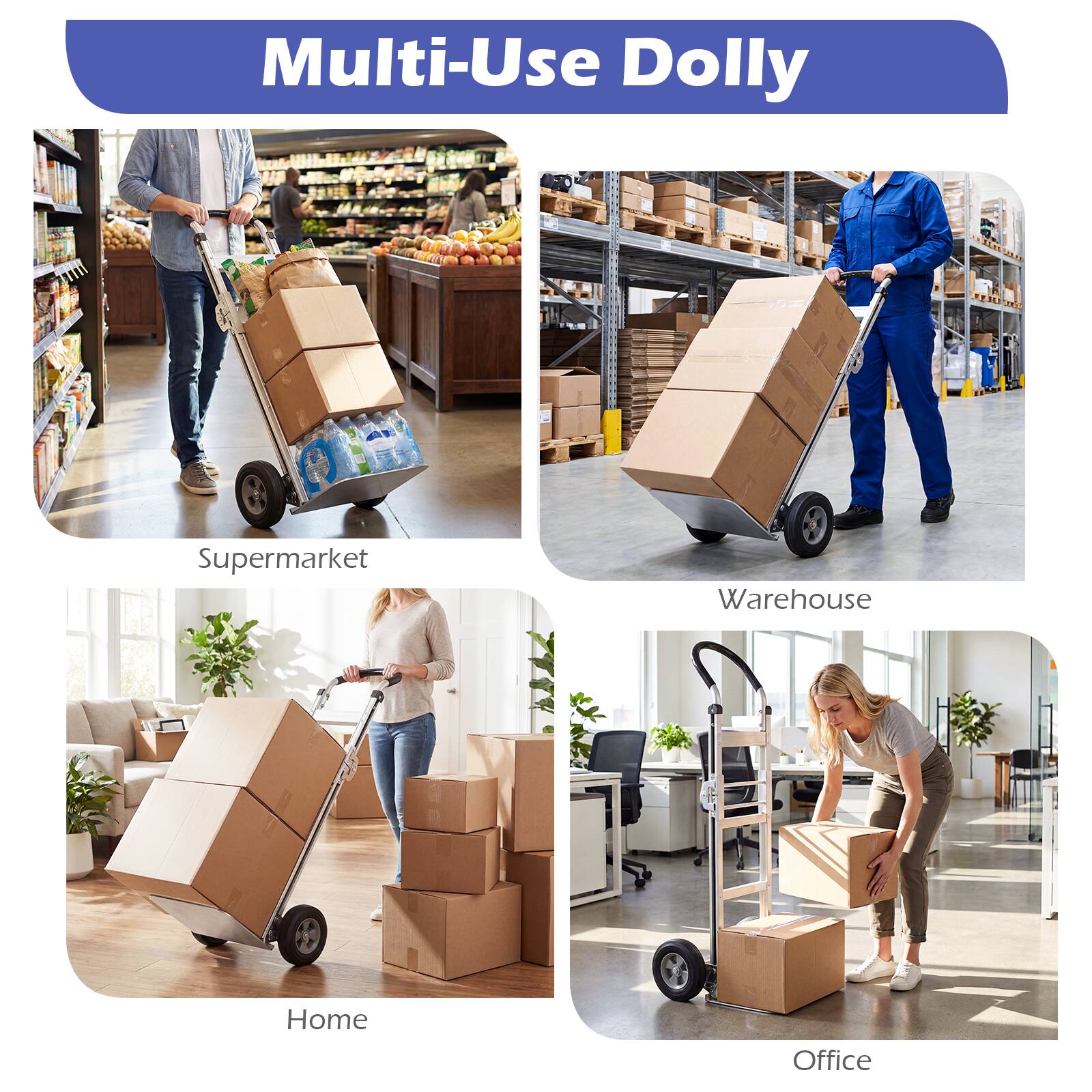 Multi-Use Dolly

Supermarket  
Warehouse  
Home  
Office