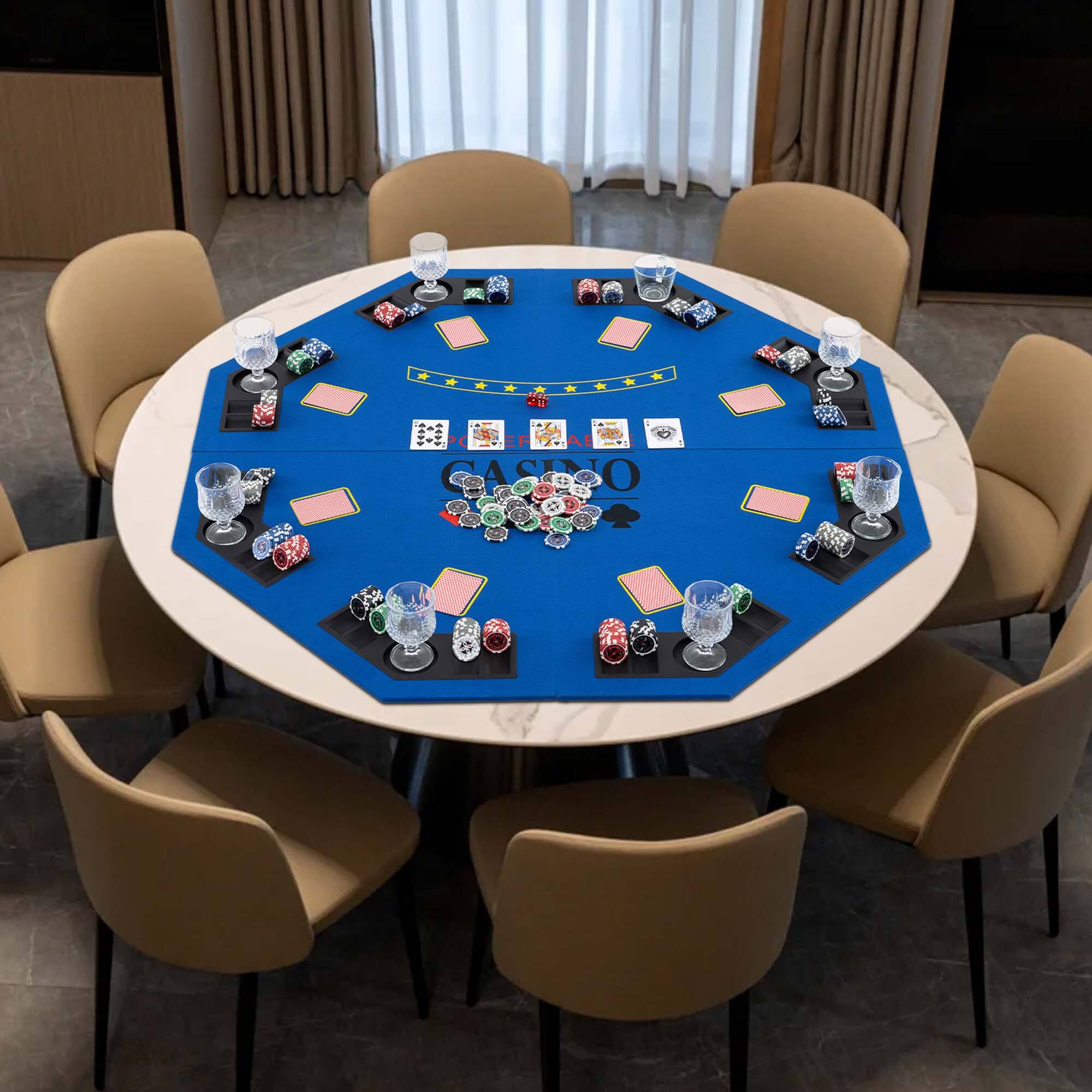 Alt View 2. Costway - Costway 48" Poker Table Top - 8 Player Foldable Texas Holdem Poker Table Topper - Blue.