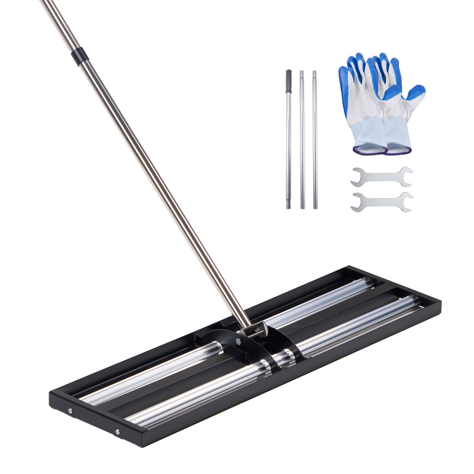 Alt View 5. VEVOR - Updated Lawn Leveling Rake with Roller, 48'' x 10" Stainless Steel Lawn Leveler with 83.9'' Adjustable Handle - Black.
