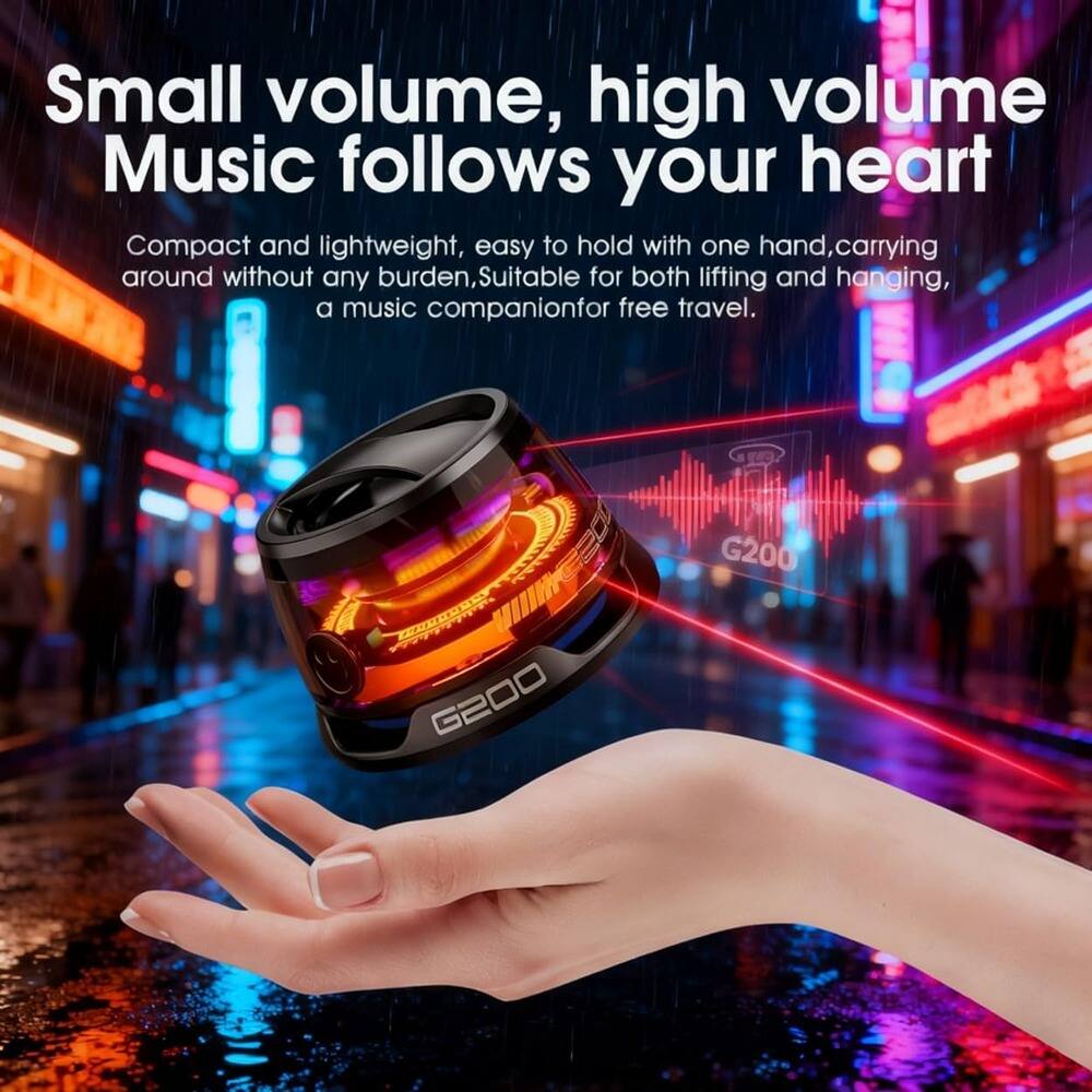 Small volume, high volume  
Music follows your heart  

Compact and lightweight, easy to hold with one hand, carrying around without any burden, suitable for both lifting and hanging, a music companion for free travel.  

G200