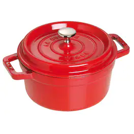 Staub - Cast Iron Round Cocotte, Dutch Oven, 2.75-quart, serves 2-3, Made in France - Cherry