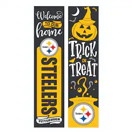 Evergreen Enterprises - Pittsburgh Steelers 47" Double Sided Halloween Leaner Fan Sign - Multicolor