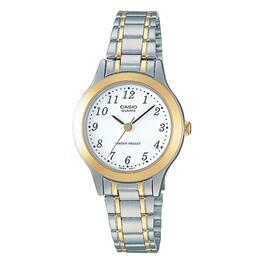 Casio - Women’s Two-Tone Gold & Analog Watch with White Dial - LTP-1128G-7B - Silver