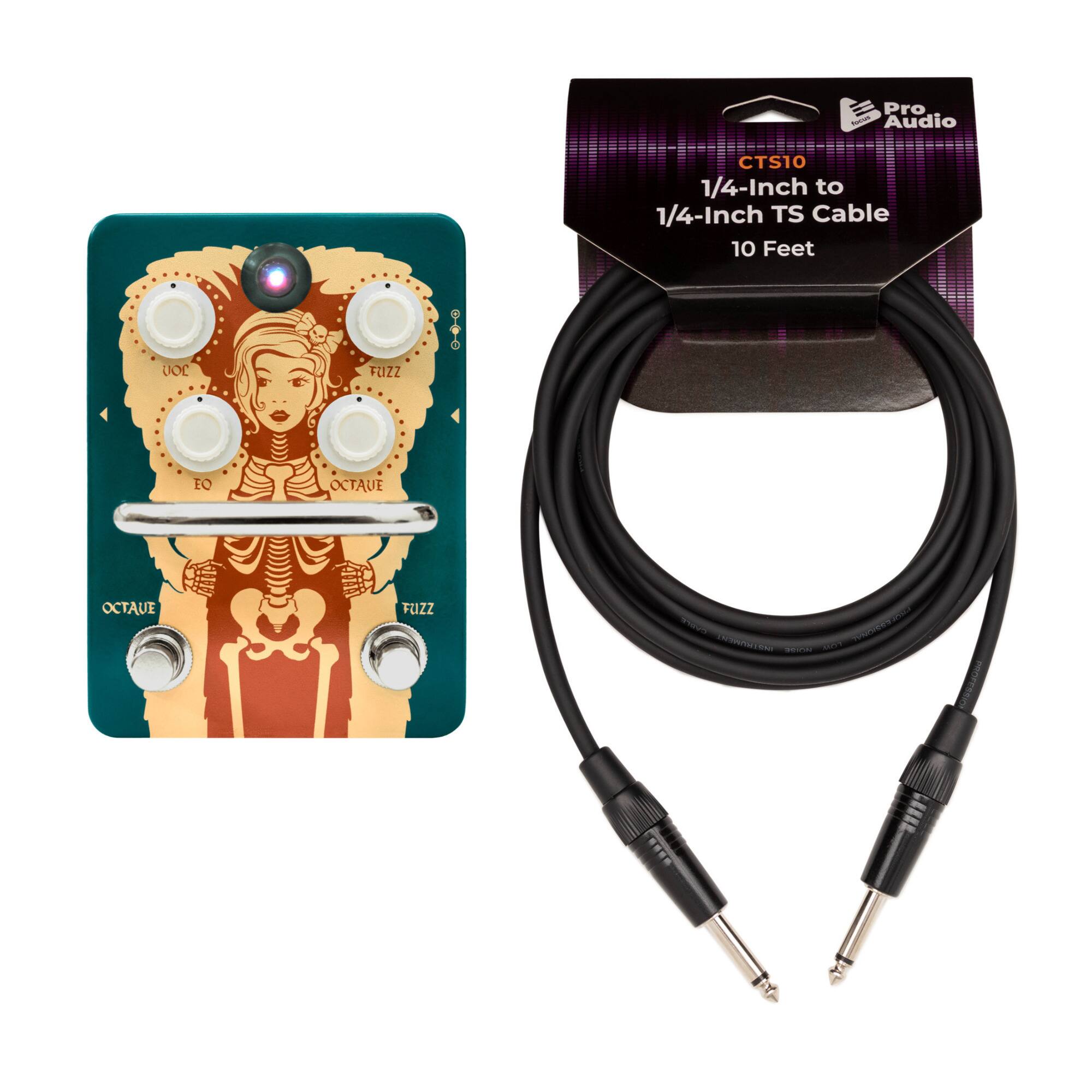 Orange - Amps Octave Vintage Fuzz Pedal Bundle with 10ft Guitar Cable (2 Items)