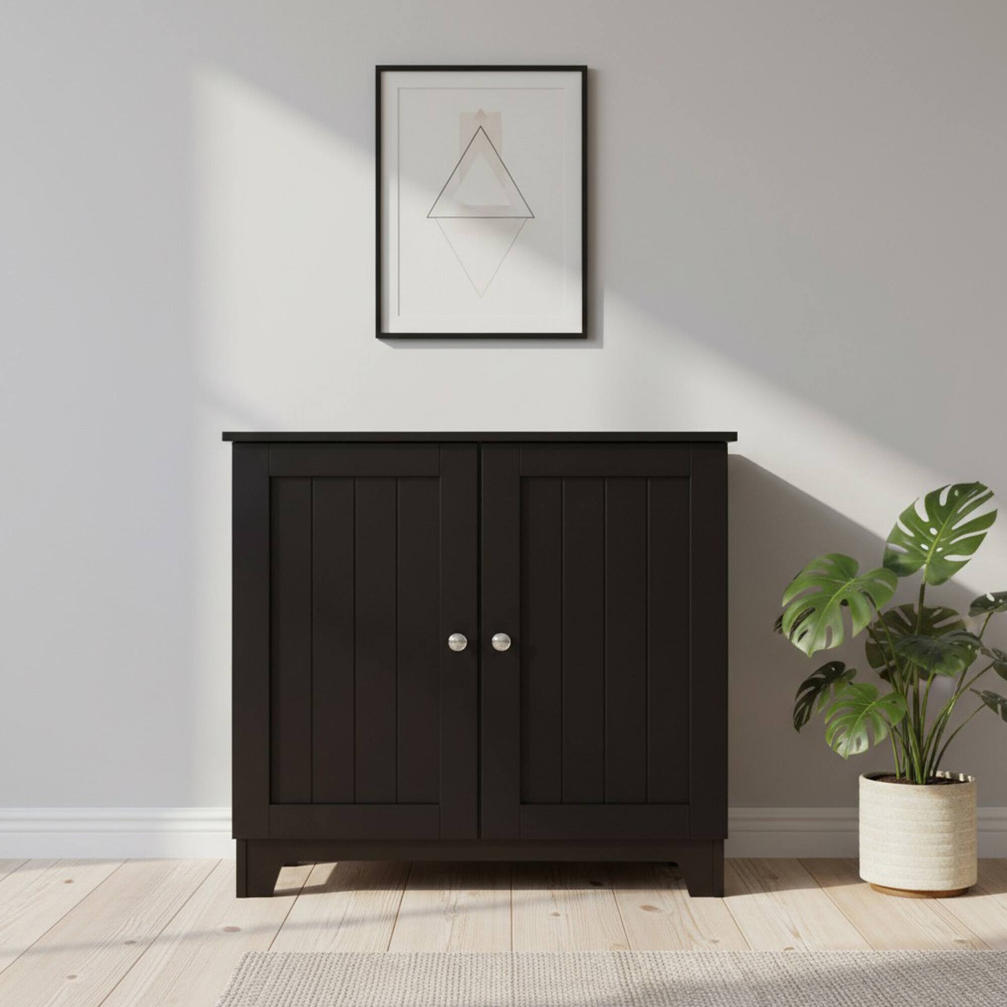 Alt View 2. Redmon - Redmon Contemporary Double Door Cabinet, Modern Wooden Furniture, Espresso - Brown.