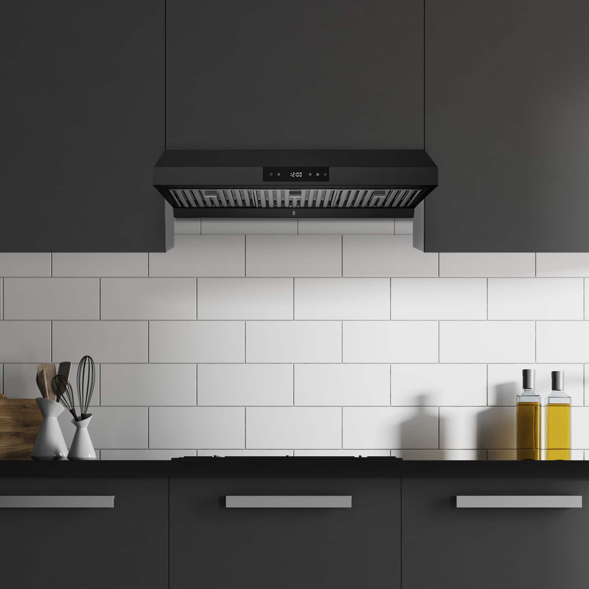 Alt View 2. Hauslane - Hauslane UC-PS18 36-in Ducted Matte Black Undercabinet Range Hood with 3-Way Venting System - Matte Black.