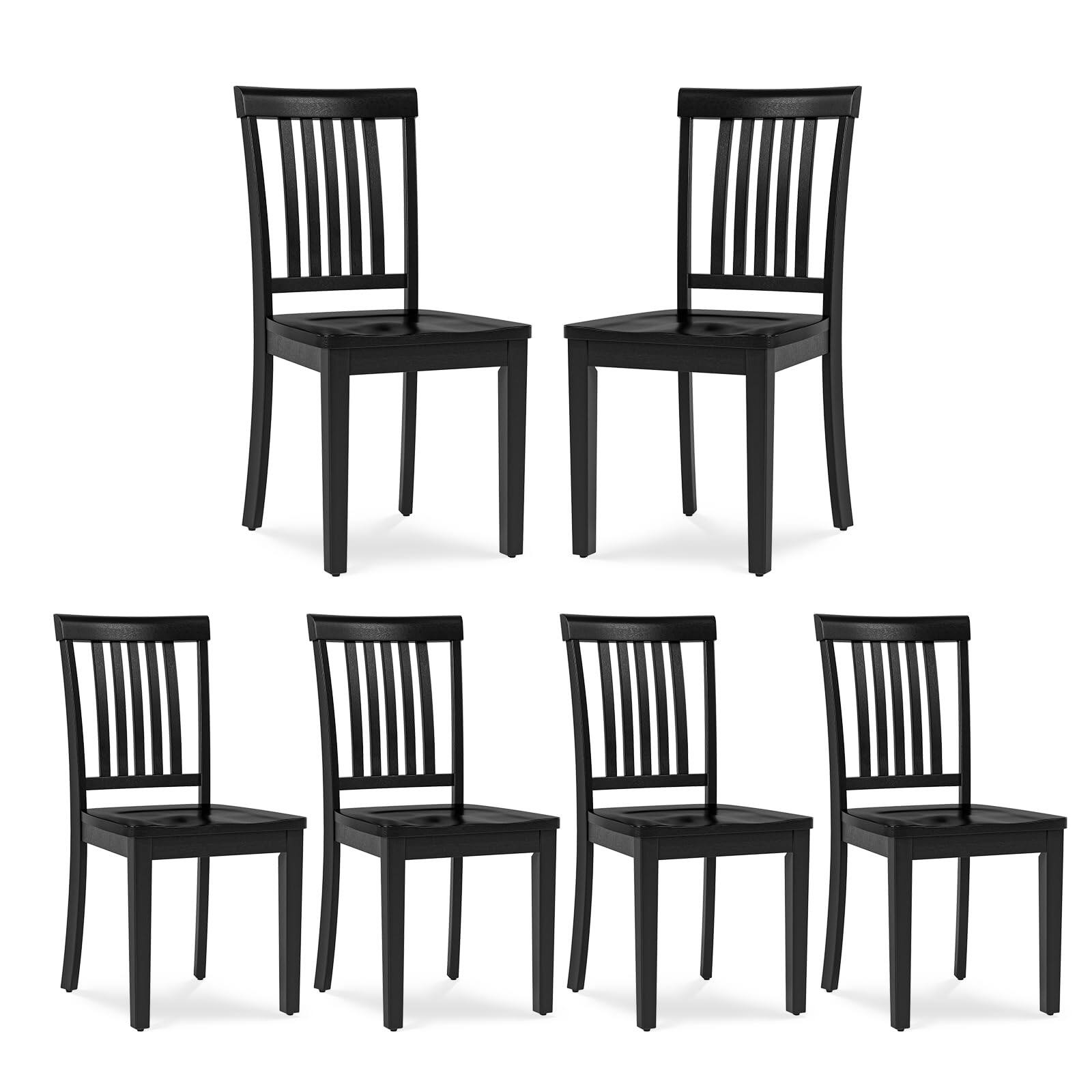 Black Set of 6 Wooden Seat