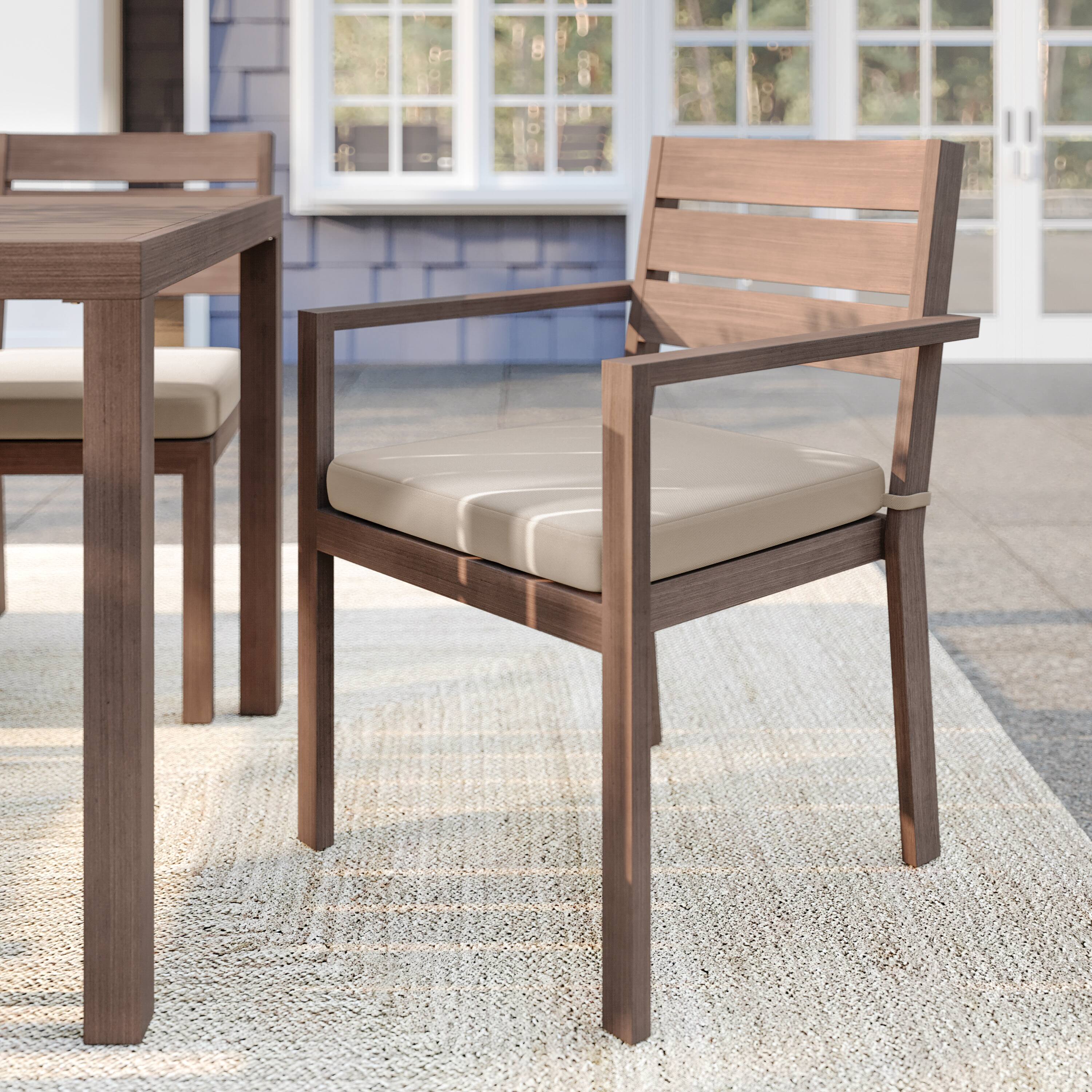 Alt View 4. Martha Stewart - Bedford 2PK All-Weather Stacking Patio Dining Armchairs with Seat Cushions - Brown.