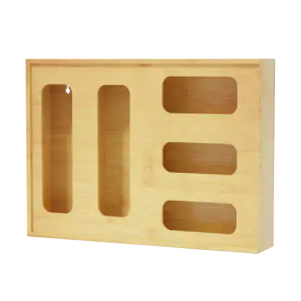 Front. Tooloton - Bamboo Kitchen Drawer Bag Organizer, 5 Compartments, Fits Gallon Quart Sandwich Snack Bags, Natural - Natural.
