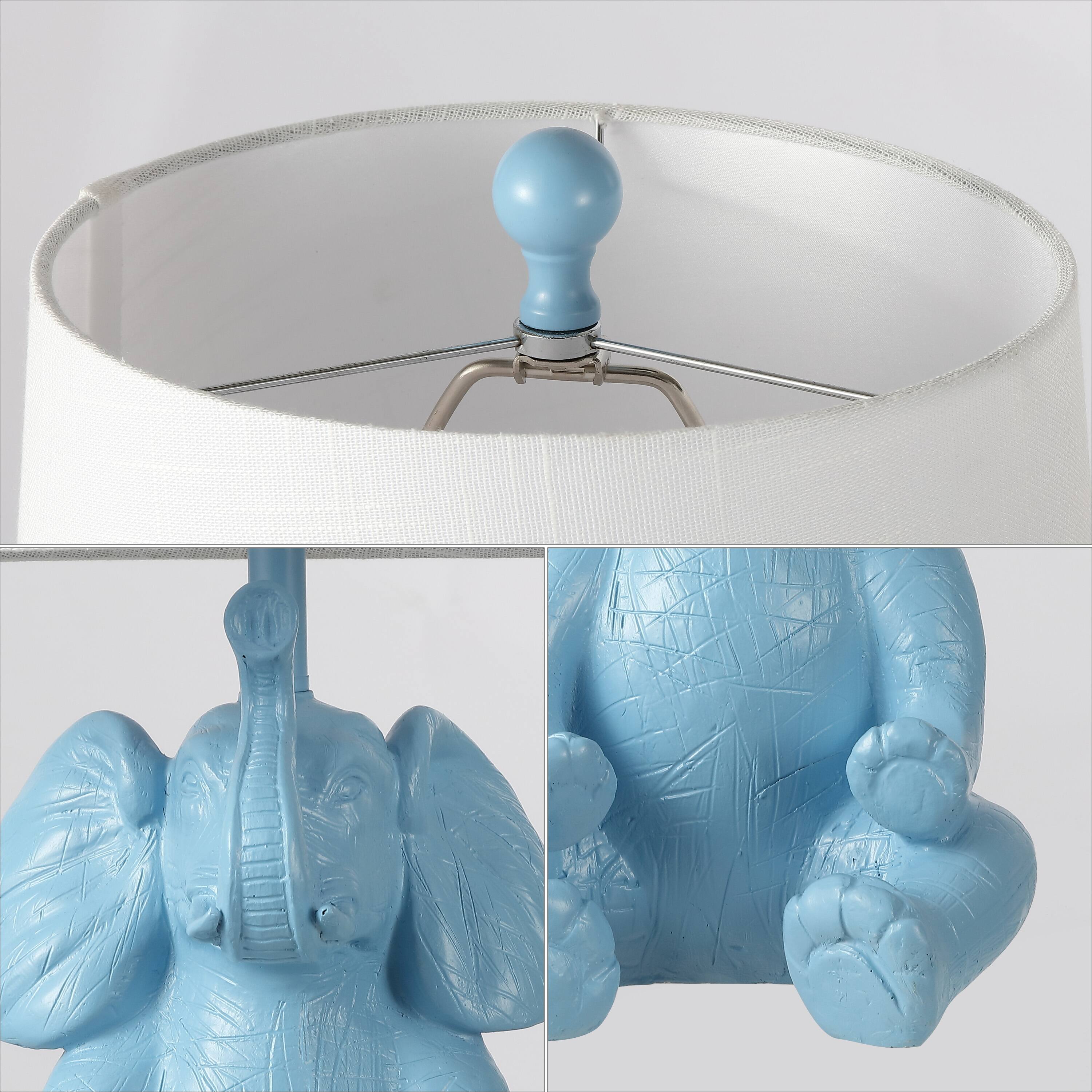 Alt View 5. Jonathan Y - Kairi 21" Modern Shabby Chic Resin/Iron Happy Elephant LED Kids' Table Lamp with Phone Stand, Blue.