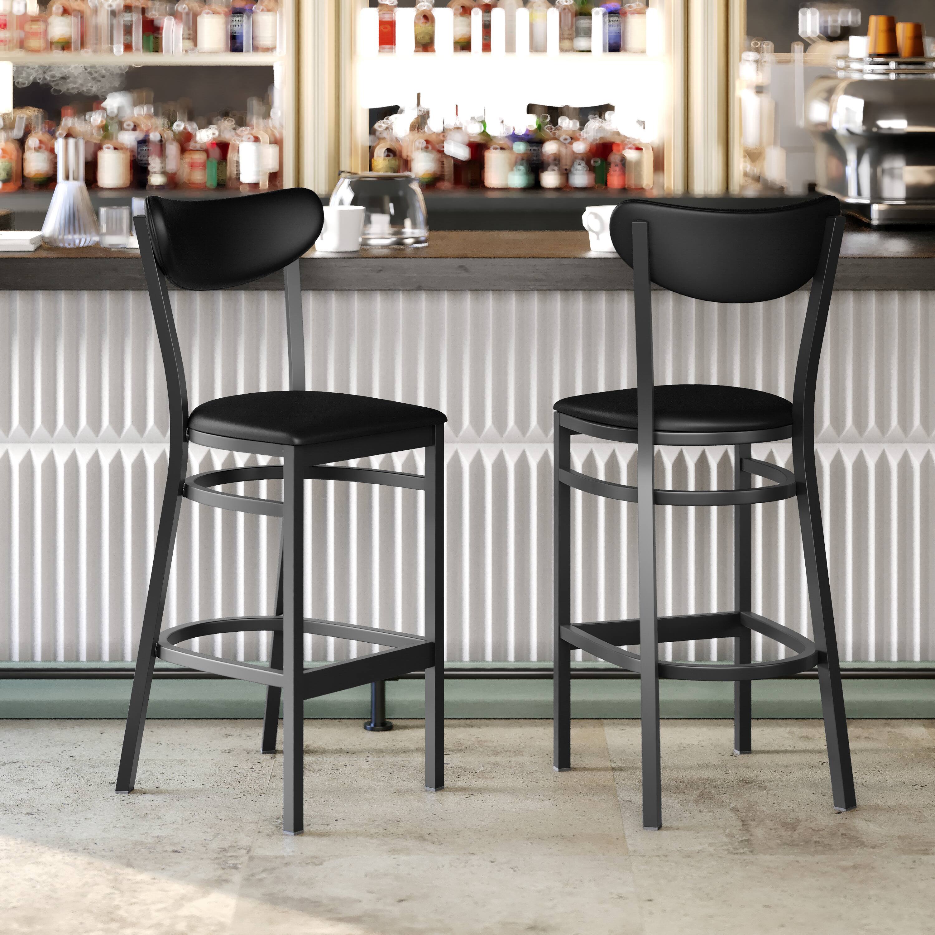 Alt View 2. Flash Furniture - Wright Commercial Barstool with 500 LB. Capacity Black Steel Frame, Black Vinyl Boomerang Back, and Black Vinyl Seat - Black.