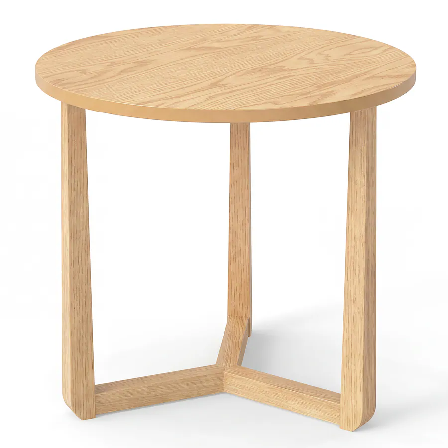 Wood Rounded Structures Gymax Round Side Table w/Sturdy Rubber Wood Legs & Triangular Structure ...