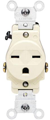 Leviton - 15 Amp 250V Narrow-Body Single Grounding Receptacle, Straight Blade, Commercial Grade, 5029-I - Ivory