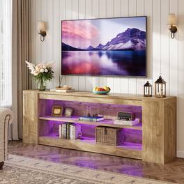 Tribesigns - 78" Long TV Stand with LED Light, Farmhouse Media Console Table - Brown