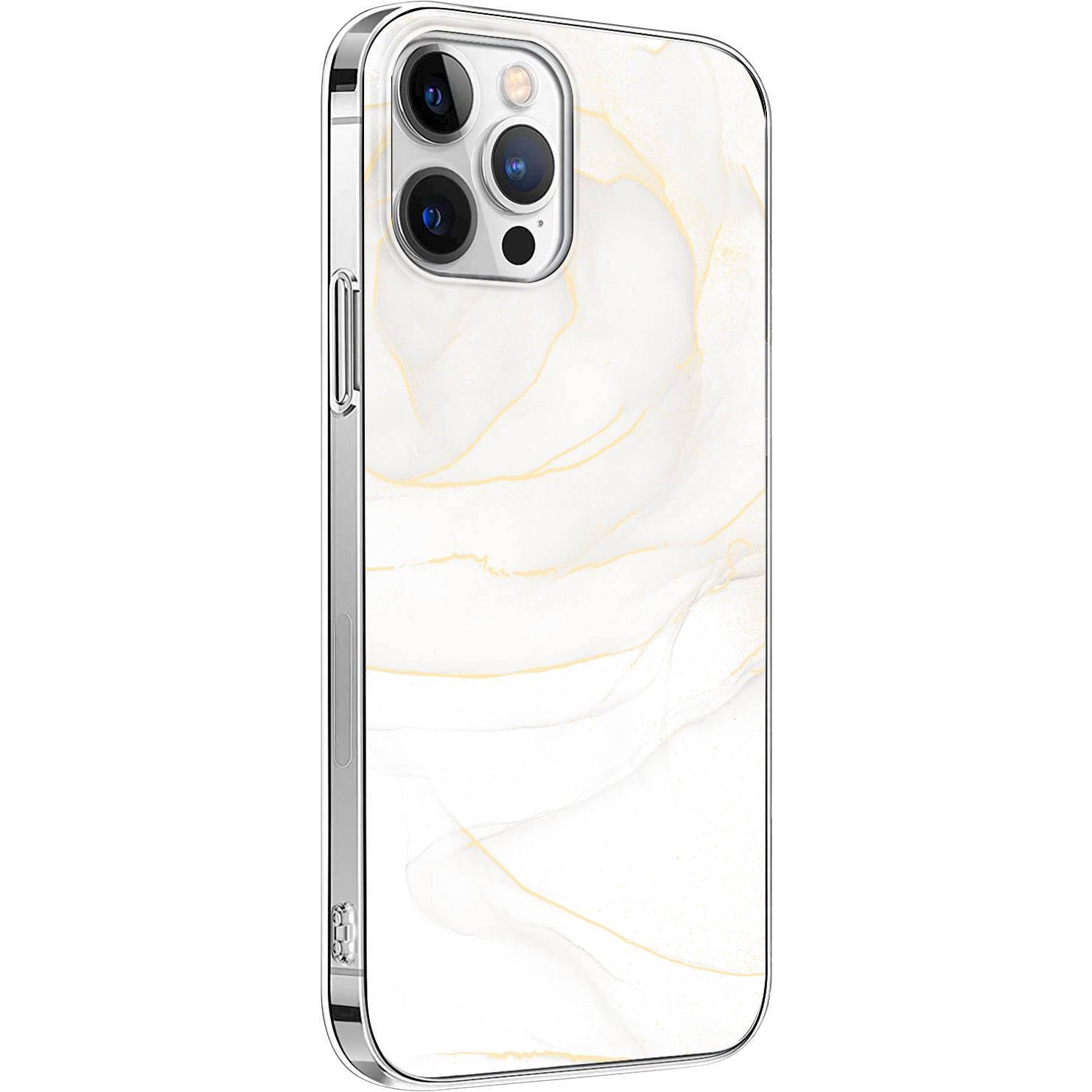 Angle. SaharaCase - Marble Series Case for Apple iPhone 13 Pro - White/Gold.