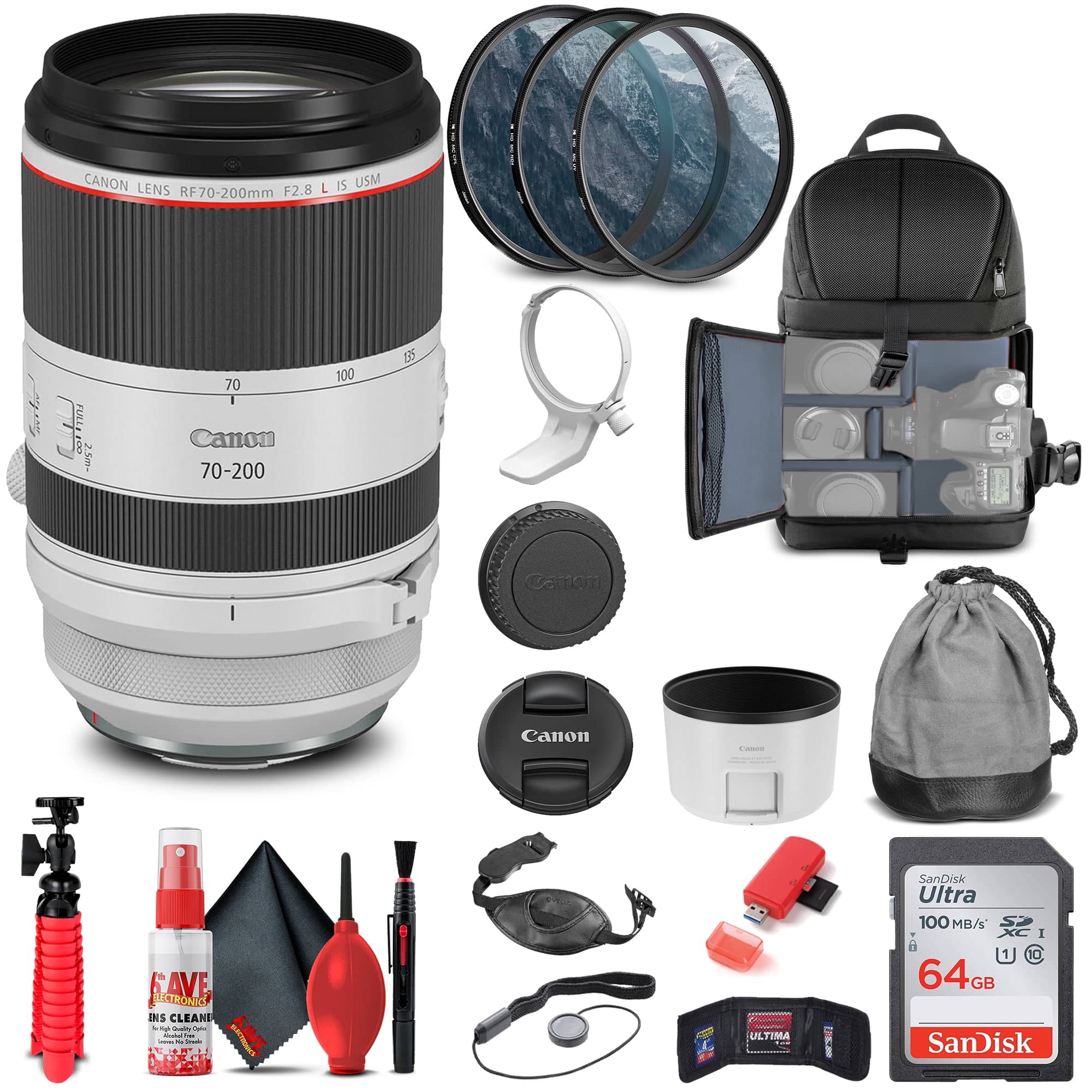 【☁️】Canon RF 100-400mm F5.6-8 IS USM Bundle Canon RF 70 200mm f/2.8L IS USM Lens (3792C002) + Filter