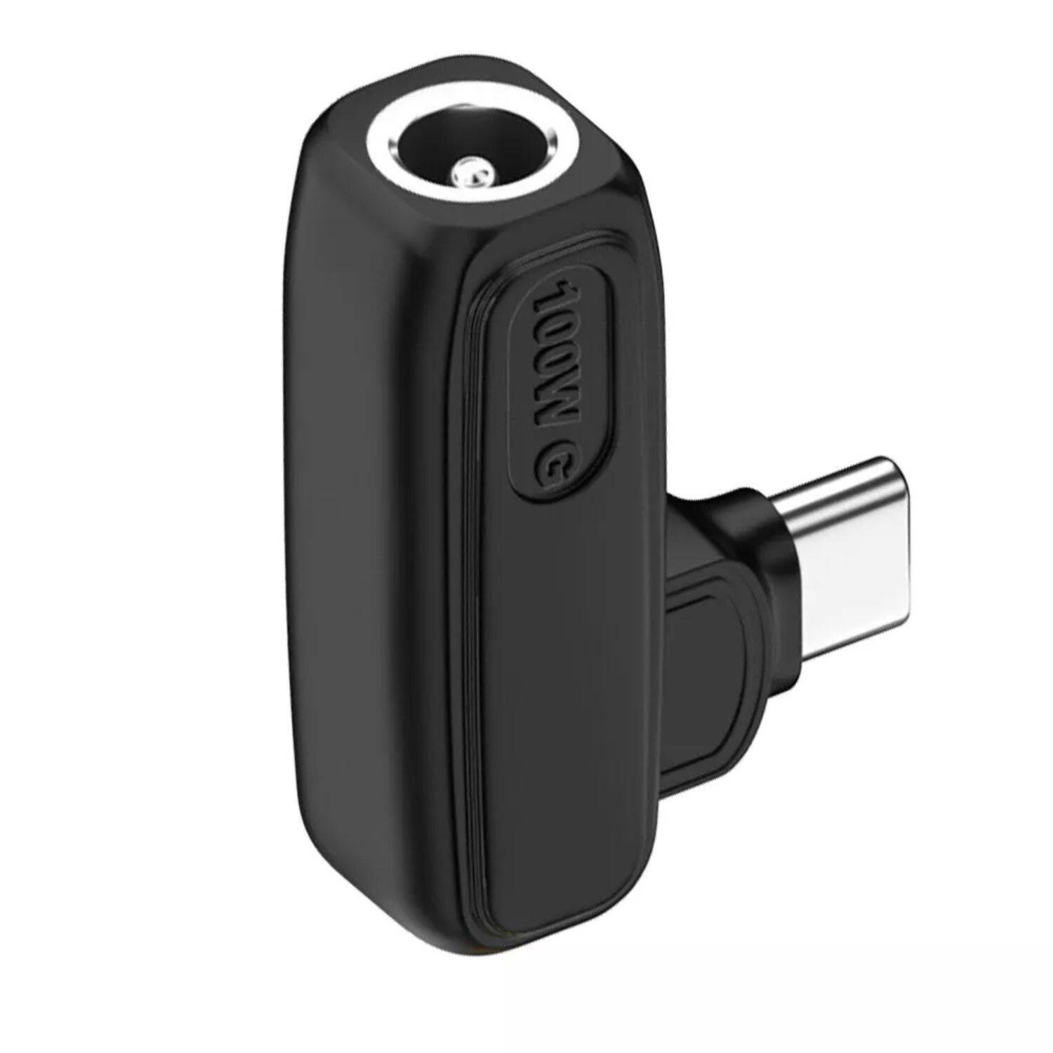 Angle. Stock Preferred - 90° 100W USB-C to DC Lenovo Power Charger Adapter 5.5×2.1mm to Type-C Converter - Black.