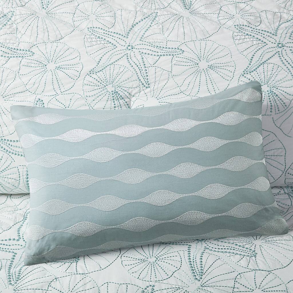 Alt View 2. Gracie Mills - Gracie Mills Celina Seaside Serenity Cotton Embroidered Oblong Pillow - Blue.