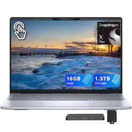 Dell - Inspiron Plus 14" 2K Touch Laptop,Snapdragon X Plus,16GB RAM,512GB SSD+1TB Dock Set,Backlit Keyboard,Win 11,Blue - Ice Blue