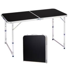 Winado - 4FT Portable Folding Table with Carrying Handle, Adjustable Height Lightweight for Indoor Outdoor Picnic Camping Party - Black