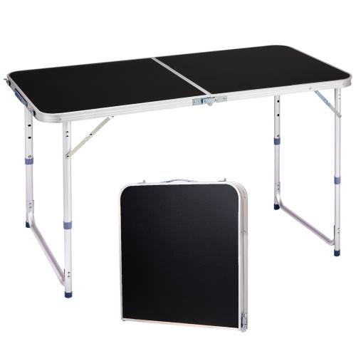 Front. Winado - 4FT Portable Folding Table with Carrying Handle, Adjustable Height Lightweight for Indoor Outdoor Picnic Camping Party - Black.