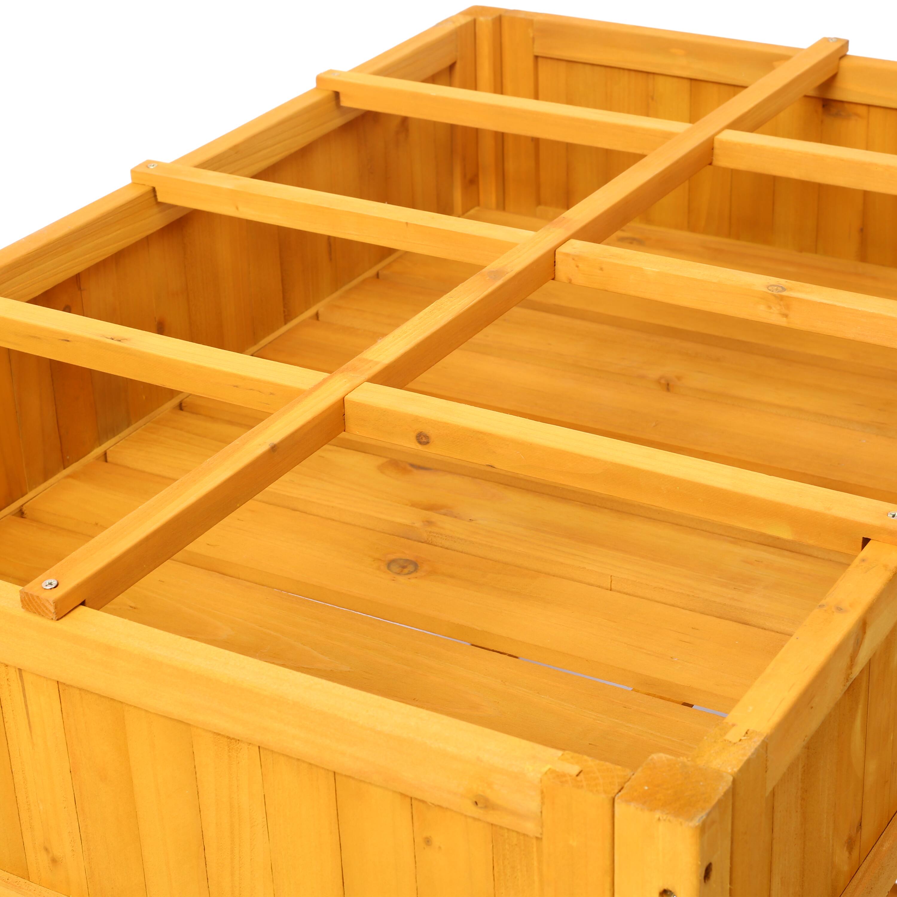 Alt View 8. GOODSILO - Mobile Elevated Garden Bed with Locking Wheels and Storage Shelf - 8 Pocket Wood Planter for Herbs and Vegetables - Brown.