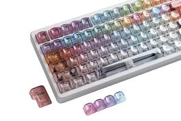 Womier - 125 Keys Clear Custom Key Cap,MOA Profile Transparent Shine Through Key caps for Mx Switches Mechanical Keyboard - Rainbow