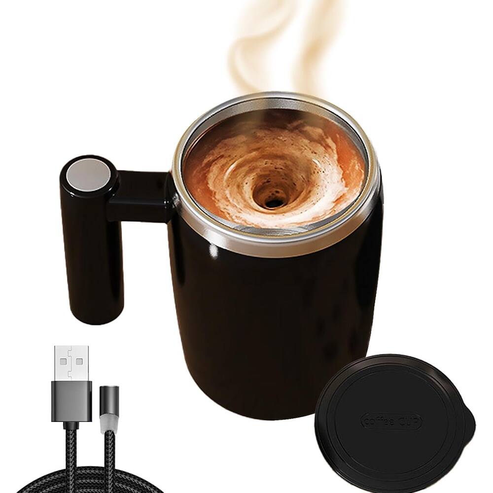 Front. Schertz - USB Magnetic Self‑Stirring Stainless Steel Coffee Mug, 14oz Black - black.
