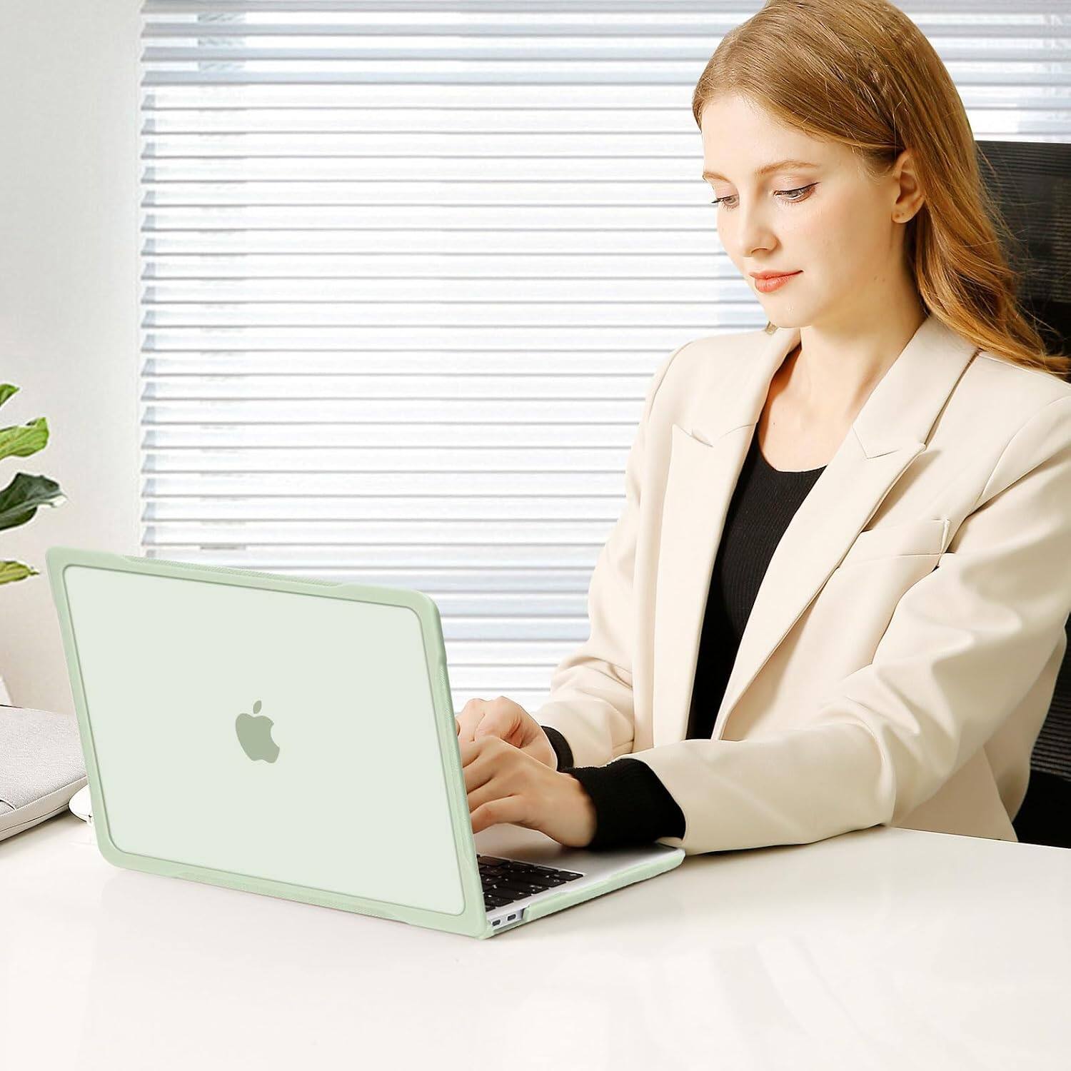 Alt View 2. mosiso - Case for MacBook Air 13 inch Case M1 A2337 A2179 A1932 2021-2018, Crack Resistant Cover with TPU Bumper & Keyboard Cover - Sage Green.