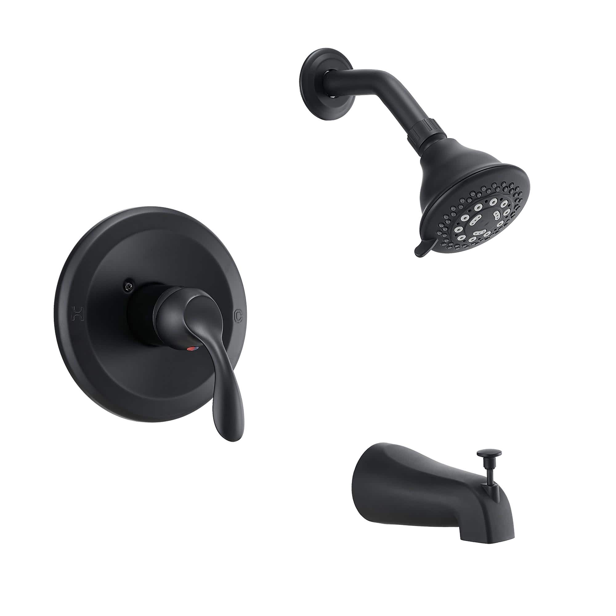 Boyel Living - Bathroom Shower Trim Kit 5 Function Pressure Balance Valve Copper Body Zinc Alloy Handle - Black