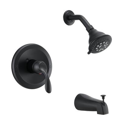 Front. Boyel Living - Black Bathroom Shower Trim Kit 5 Function Pressure Balance Valve Copper Body Zinc Alloy Handle - black.