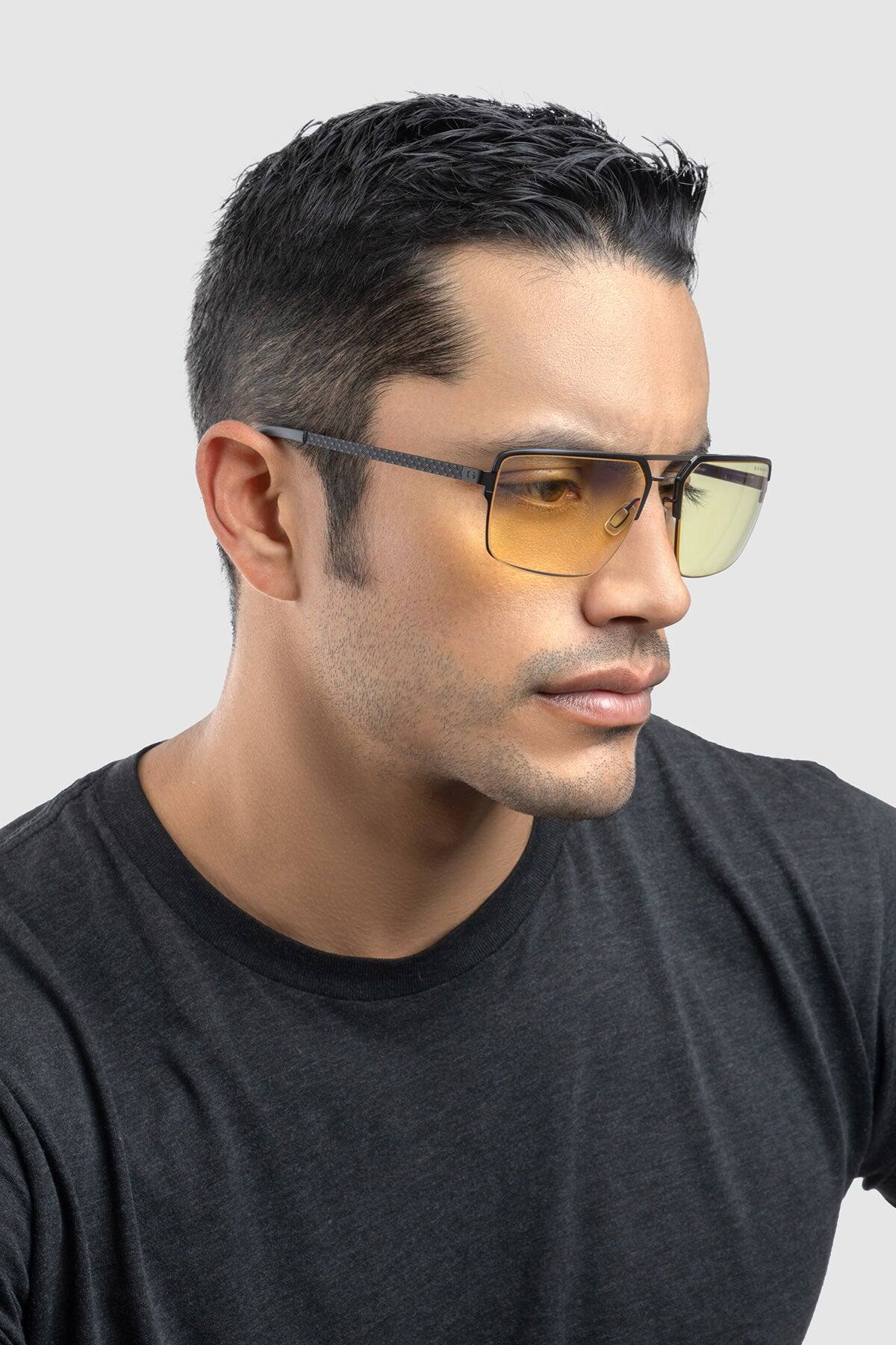 Alt View 2. GUNNAR - GUNNAR Computer Glasses  -  Pinnacles, Onyx Silver, Amber Lens - Blue Light Blocking, Relieve Dry Eye, Anti Glare - Onyx/Silver.